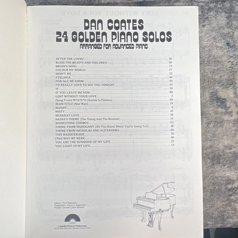 24 Golden Piano Solos Dan Coates Sheet Music Book Advanced Piano Arrangements
